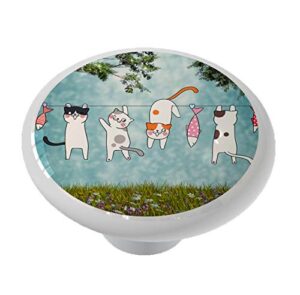 gotham decor clothesline cats laundry room drawer/cabinet knob