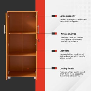 MMT Furniture Designs Ltd Office Storage Cabinet, 55cm x 35cm x 125cm, Beech