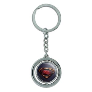 graphics & more justice league movie superman logo keychain spinning round chrome plated metal