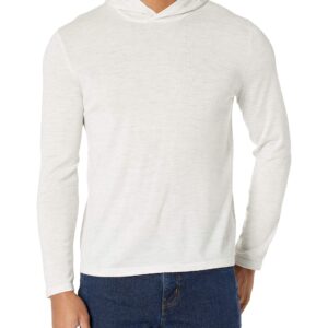 Vince Men's Long Sleeve Pullover Cashmere Hoodie, Heather White, Large