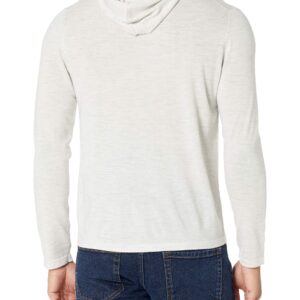 Vince Men's Long Sleeve Pullover Cashmere Hoodie, Heather White, Large