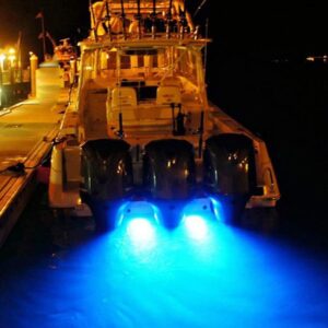 2PCS Marine boat Lights, Waterproof Stainless Steel 27 LEDs Blue Underwater Lighting Boat Transom Lights Navigation Lights Drain Plug Lights Courtesy Lamp Deck Lights