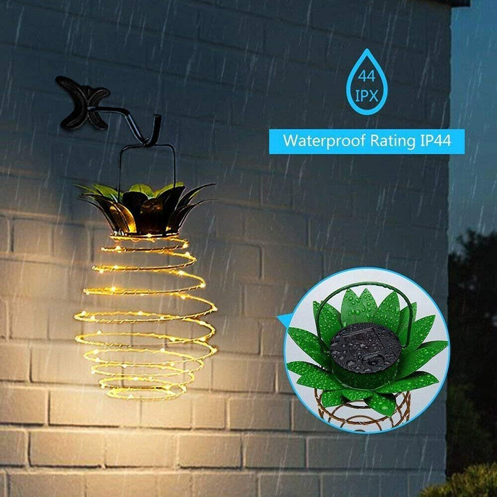 2 Pack Outdoor Decorative Solar Lights 24 Bright LED Pineapple Hanging Lanterns Waterproof for Garden, Corridor, Courtyard, Party Decor (Warm White)