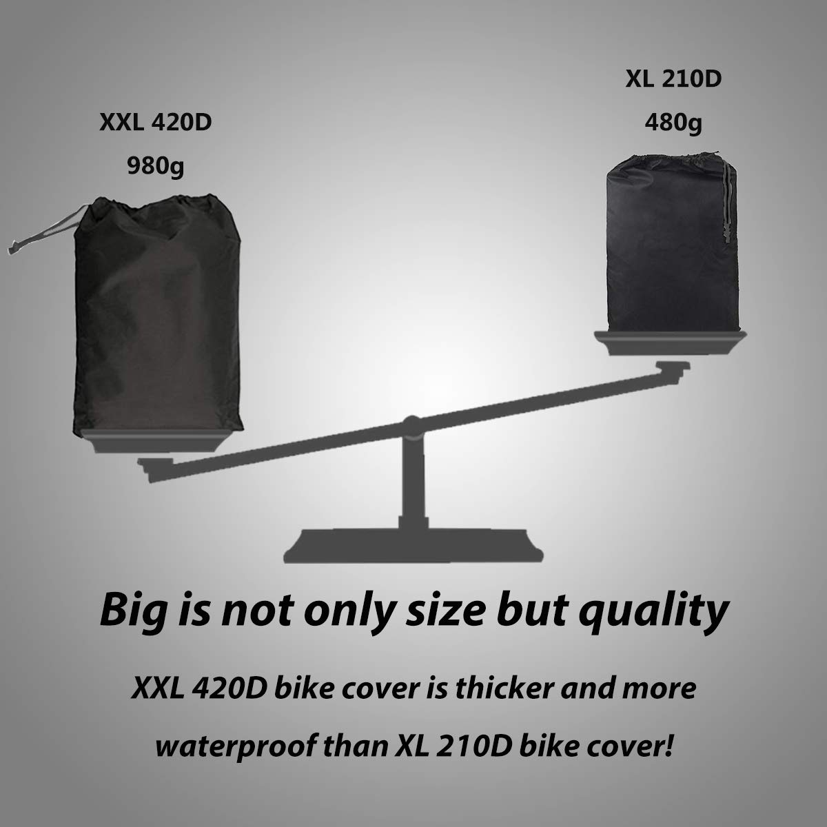 WAEKIYTL Bike Cover Waterproof Outdoor XL XXL Bicycle Cover for 2 Bikes Oxford Fabric Rain Sun UV Dust Wind Proof Motorcycle Covers for Mountain Road Electric Bike Tricycle Cruiser - Black XXL 420D