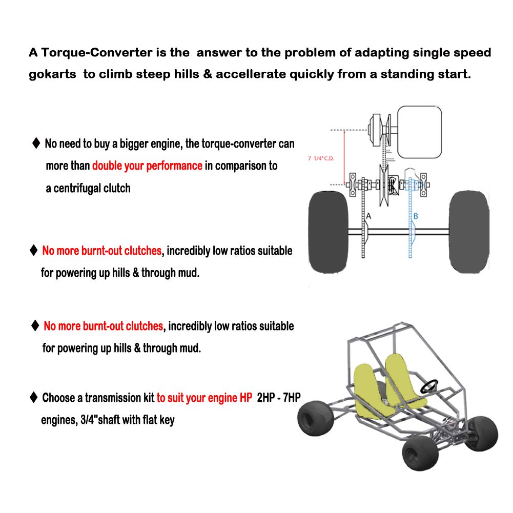 MOOSUN Torque Converter Go Kart Clutch Set 3/4 inch 12T #35 Chain