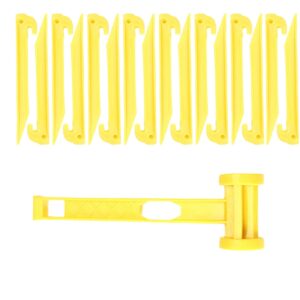 aitime 30 pcs 9 inch plastic tent stakes with 1 yellow puller hook, durable garden lawn tarp stakes, tent spikes nails pegs hammer for outdoor beach camping courtyard decorative accessories