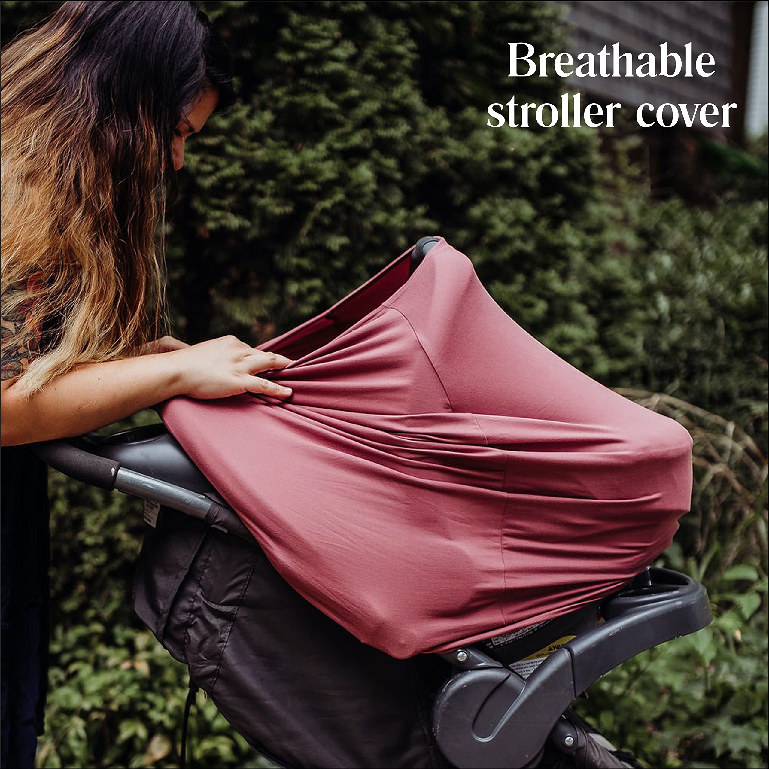 Breathable Nursing Cover Up and Car Seat Cover for Babies Simka Rose - Breastfeeding Cover for Baby Boy & Girl - Adjustable Stretchy Infant Carseat Canopy Carrier Cover for Summer - Must Have Registry