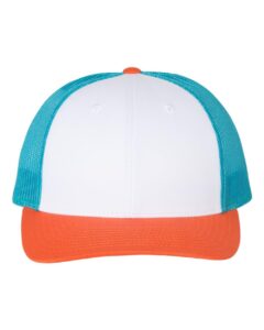richardson low pro trucker cap w/thp hat brush | m/l | white/blue hawaiin/pale orange