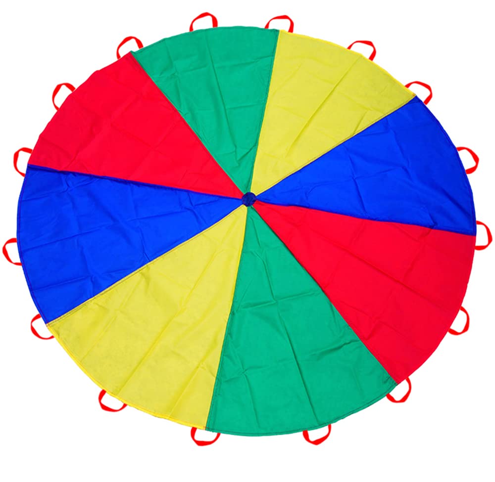 AMYESE 12ft Kids Team Game Rainbow Parachute, Outdoor Party Group Cooperative Games, Family Get-Together Entertainment