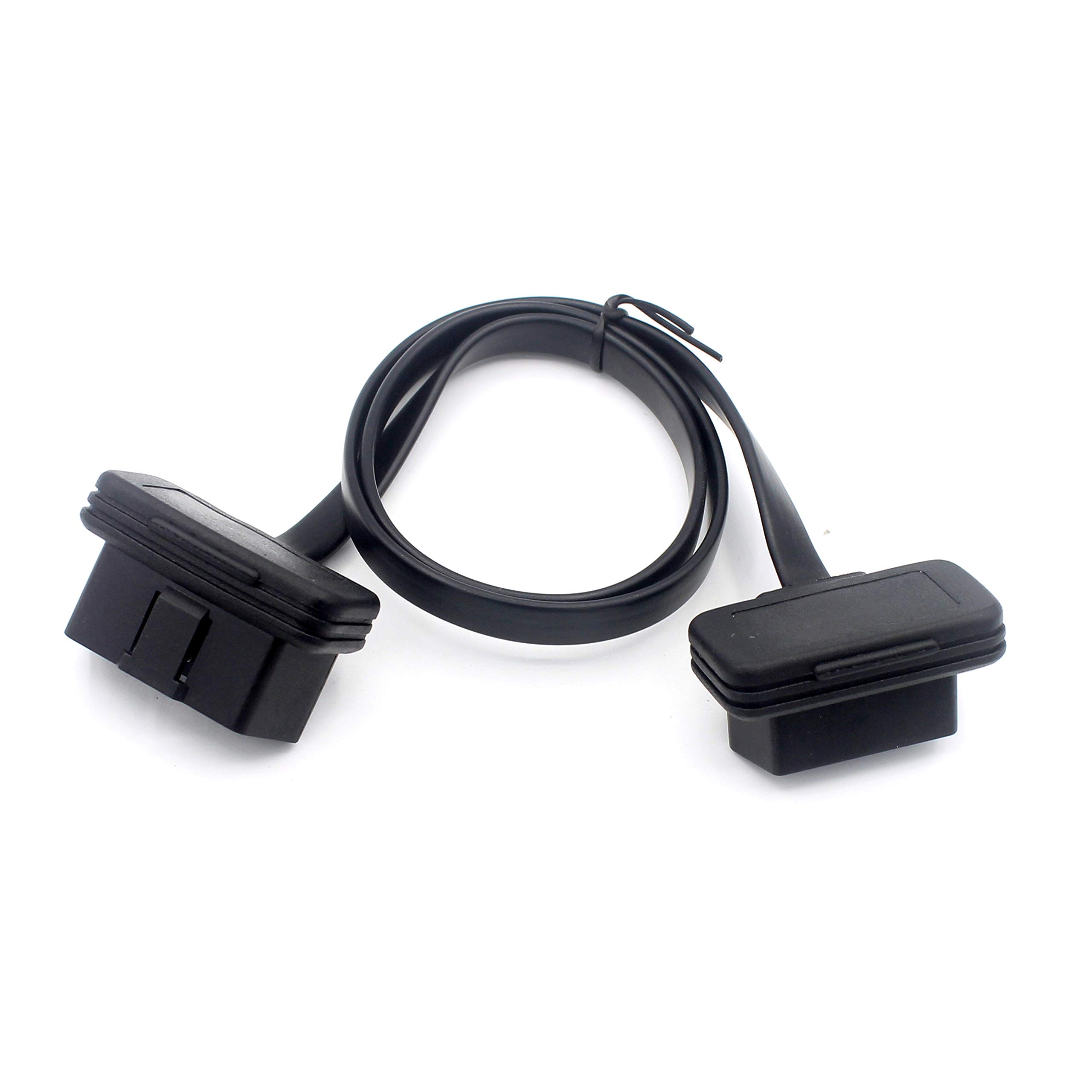 Lalomo Flat Noodle OBD2 Cable, Low Profile Male to Female 8 Pin Pass Through OBDII Extension Cable for Diagnostic Tools, Bluetooth Code Reader 0.6m/2 feet