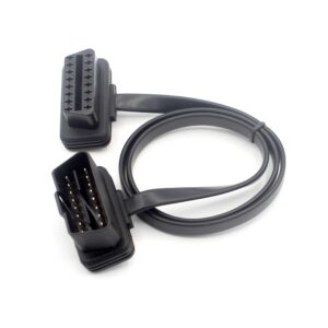 Lalomo Flat Noodle OBD2 Cable, Low Profile Male to Female 8 Pin Pass Through OBDII Extension Cable for Diagnostic Tools, Bluetooth Code Reader 0.6m/2 feet