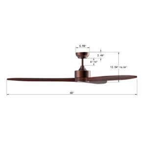 reiga 65" DC Motor Indoor Outdoor Modern Smart Large Ceiling Fan High CFM with 3 Wood Blades Wifi Alexa App Remote Control for Patio Garage Farmhouse Oil-Rubbed Bronze