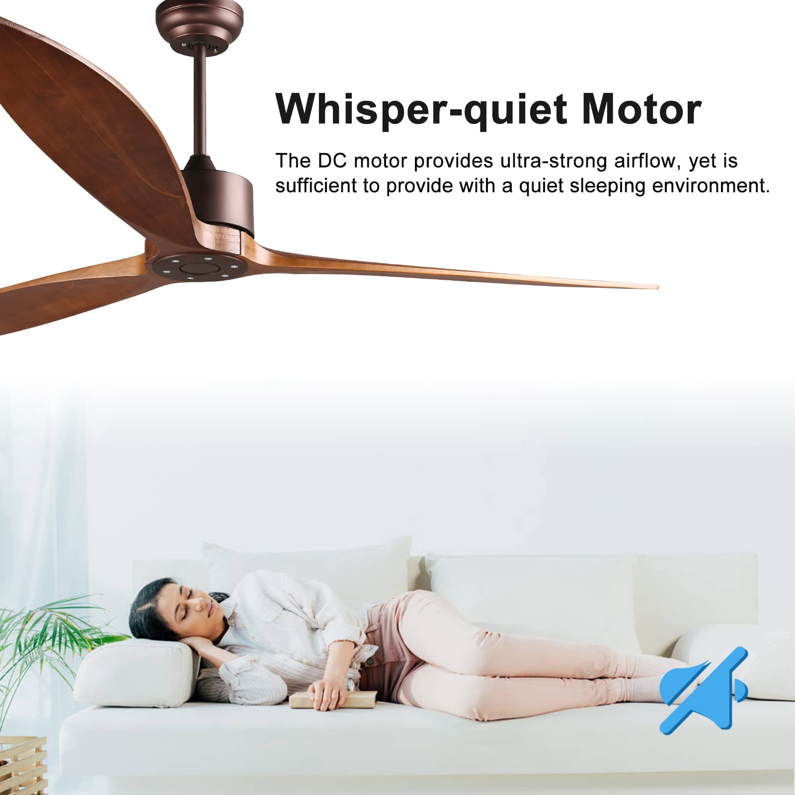 reiga 65" DC Motor Indoor Outdoor Modern Smart Large Ceiling Fan High CFM with 3 Wood Blades Wifi Alexa App Remote Control for Patio Garage Farmhouse Oil-Rubbed Bronze