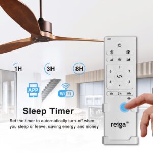 reiga 65" DC Motor Indoor Outdoor Modern Smart Large Ceiling Fan High CFM with 3 Wood Blades Wifi Alexa App Remote Control for Patio Garage Farmhouse Oil-Rubbed Bronze