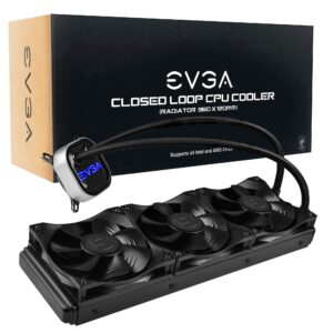 evga clc 360mm all-in-one rgb led cpu liquid cooler, 3x fx12 120mm pwm fans, intel, amd, 5 yr warranty, 400-hy-cl36-v1