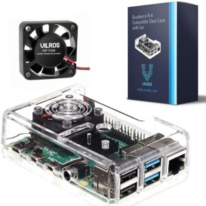 vilros raspberry pi 4 compatible case with built in fan (clear transparent)