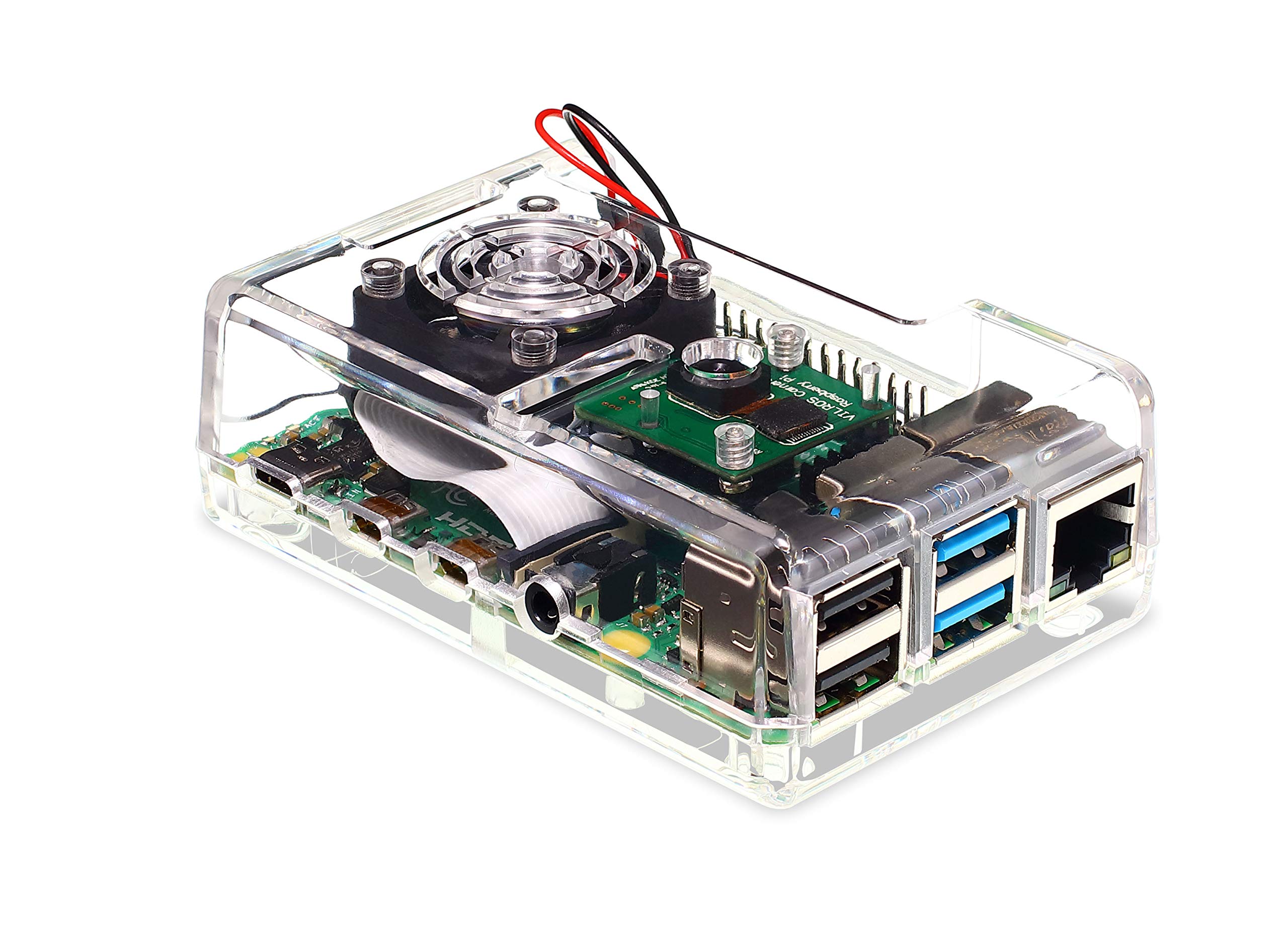 Vilros Raspberry Pi 4 Compatible Case with Built in Fan (Clear Transparent)