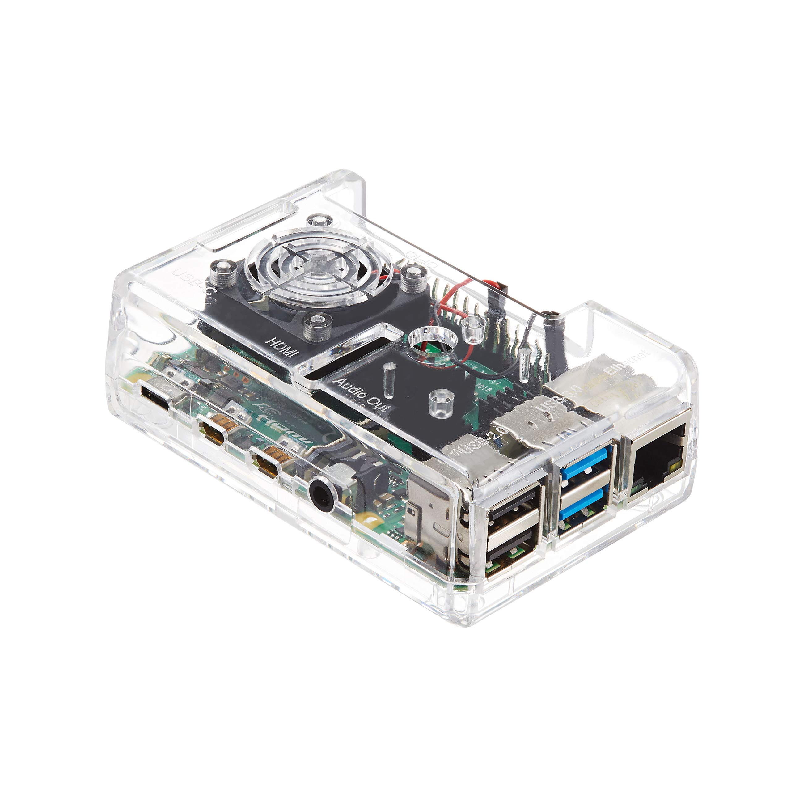 Vilros Raspberry Pi 4 Compatible Case with Built in Fan (Clear Transparent)