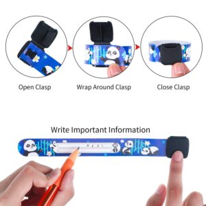 8 Pieces Safety ID Wristband Reusable Identification Bracelet Adjustable Waterproof ID Bands, 8 Styles