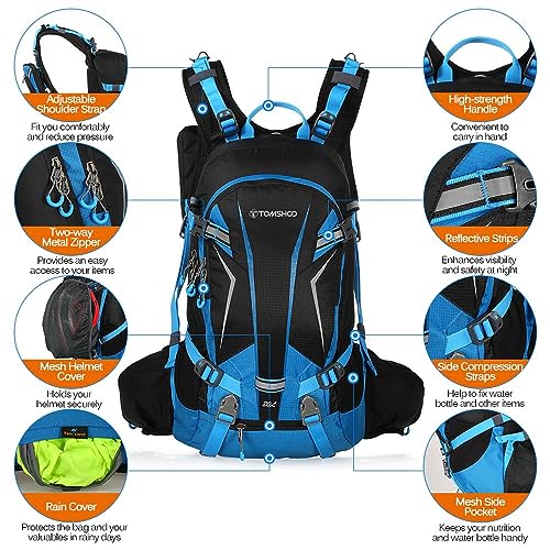 TOM SHOO 30L Cycling Backpack Lightweight Waterproof Backpack with Rain Cover Helmet Cover