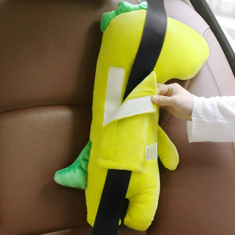 Seatbelt Pillow for Kids, Dinosaur Car Pillow for Kids, Toddler Seat Belt Cushion Seatbelt Cover, Animal Travel Car Seat Strap Cover Head Neck Support Vehicle Shoulder Pad for Baby Girl Boy Car Toy