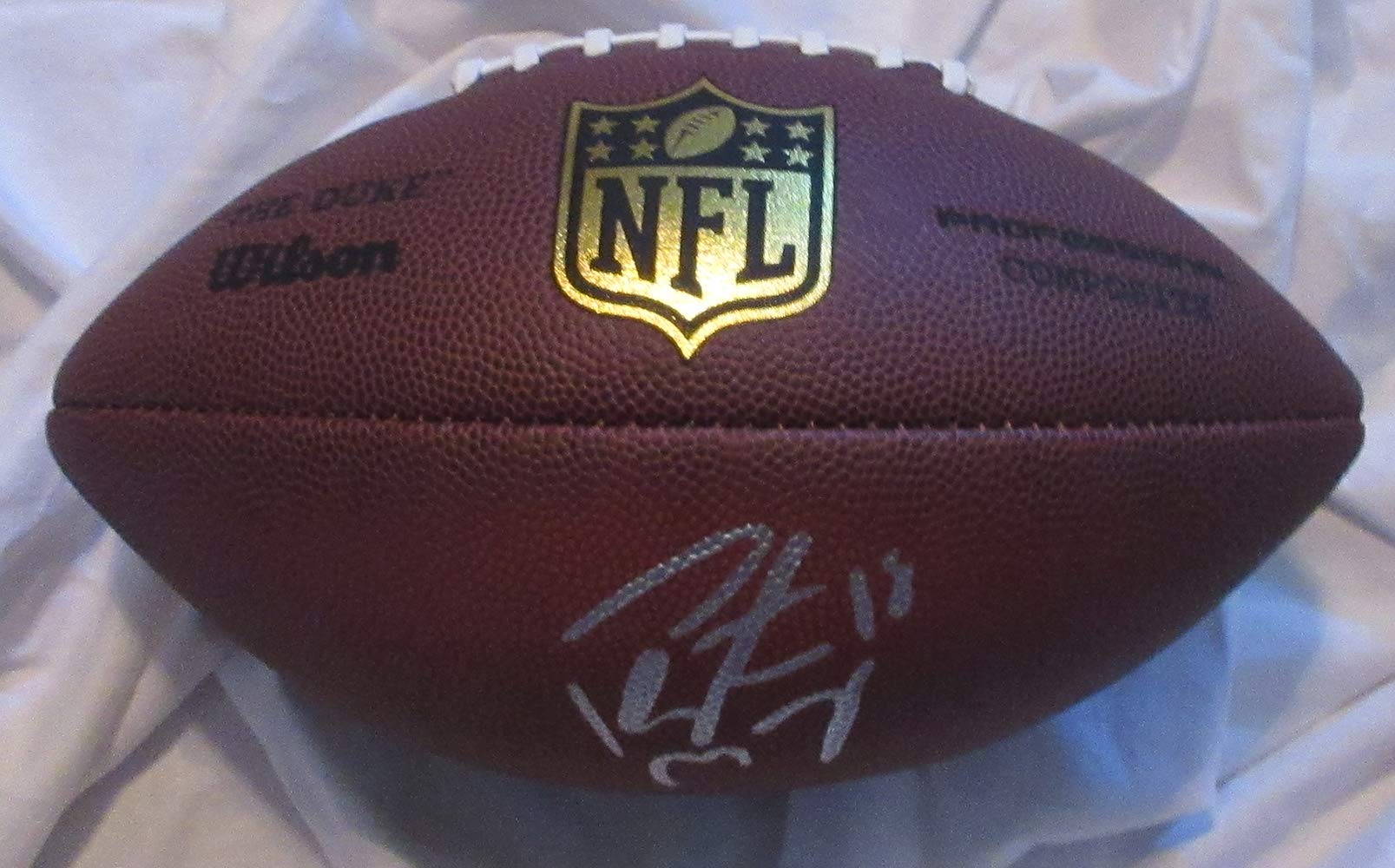 Peyton Manning Autographed Wilson NFL Shield Football W/PROOF, Picture of Peyton Signing For Us, Super Bowl Champion, MVP, Pro Bowl