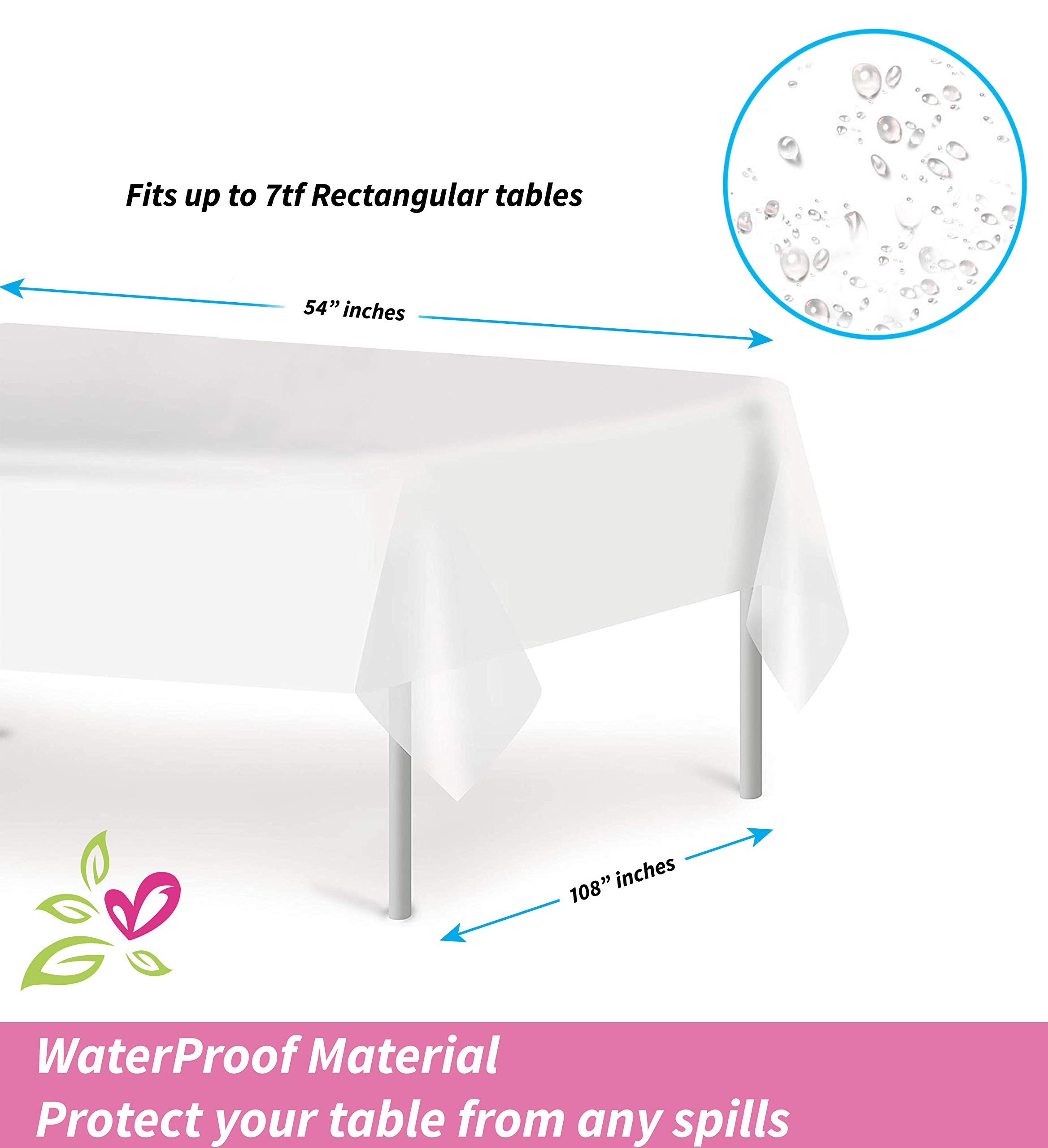 DECOSTYLE Plastic Tablecloth for Parties, Party Table Cloths Disposable, Stylish Design, Gold Dots Decorations, White, Waterproof, Rectangular Table Cover, 54 Inch x 108 Inch