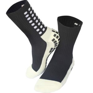Wrzbest 2 Pair Anti Slip Soccer/Football/Basketball/Hockey/Futbol Yoga Sports Socks with Grips for Adults Shoe Sizes 6-11.5 (2 Pair Anti Slip Ankle Socks)