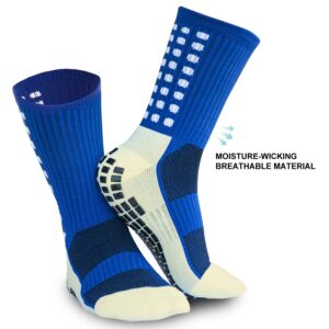 Wrzbest 2 Pair Anti Slip Soccer/Football/Basketball/Hockey/Futbol Yoga Sports Socks with Grips for Adults Shoe Sizes 6-11.5 (2 Pair Anti Slip Ankle Socks)