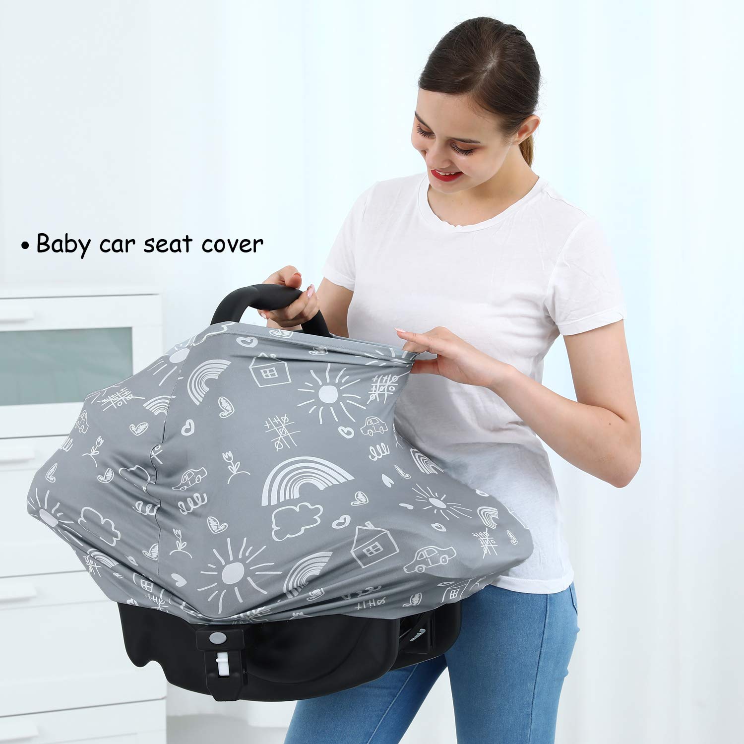 Carseat Canopy Breastfeeding Cover - Multi Use Infant Stroller Cover, Car Seat Covers for Babies, Baby Shower Gifts for Boys and Girls (Creativity)