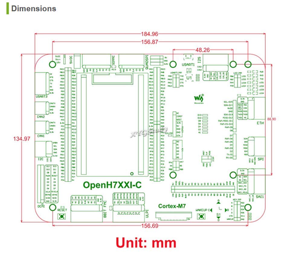 OpenH743I-C Standard, STM32H7 STM32 Development Board Designed for The STM32H743IIT6 Microcontroller Including Mother Board and CoreH743I MCU Core Module @XYGStudy (OpenH743I-C Standard)