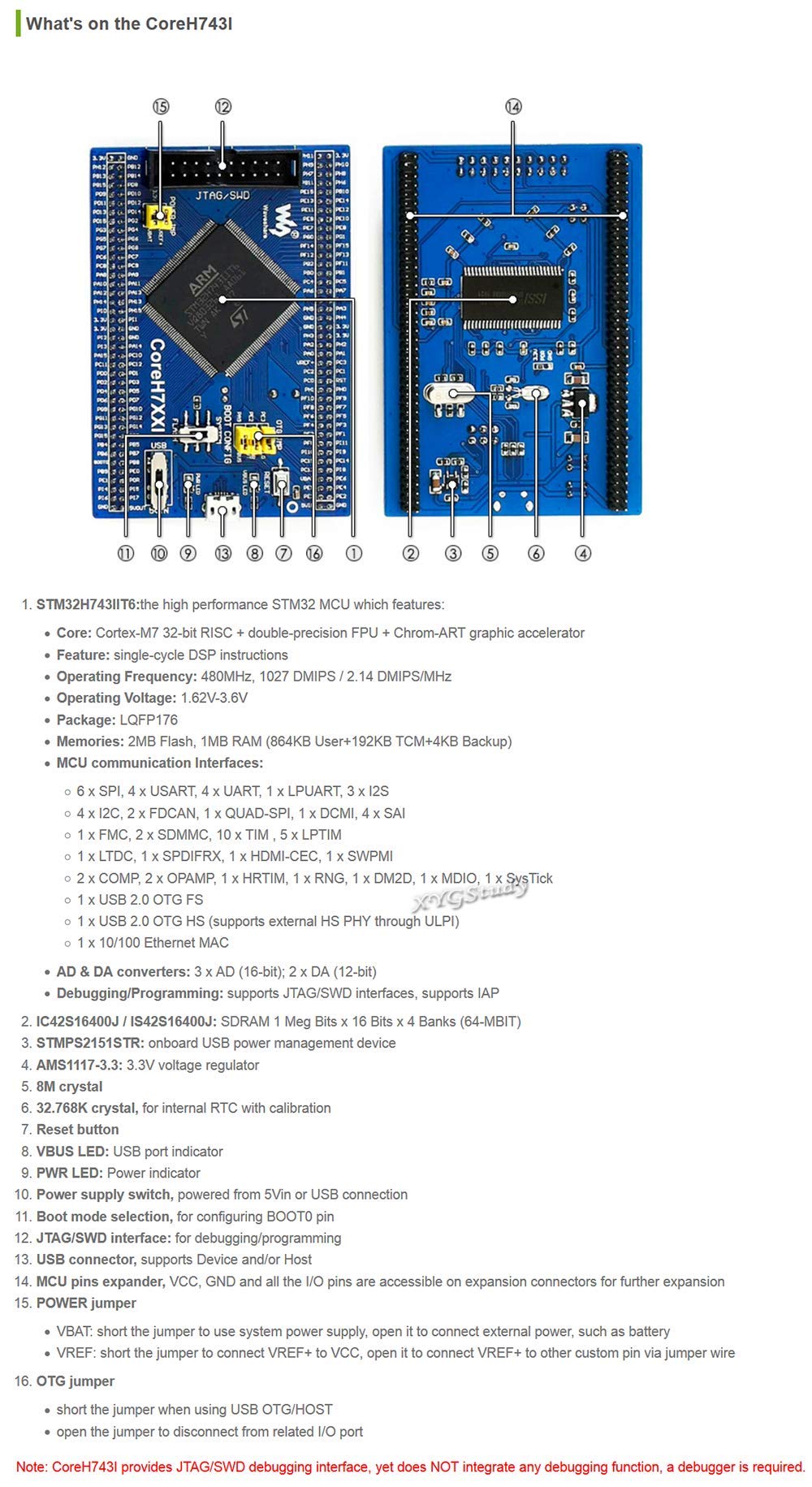 OpenH743I-C Standard, STM32H7 STM32 Development Board Designed for The STM32H743IIT6 Microcontroller Including Mother Board and CoreH743I MCU Core Module @XYGStudy (OpenH743I-C Standard)