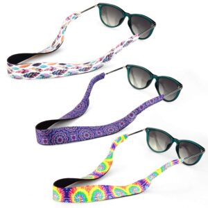 yr floral pattern sunglass straps, soft and durable neoprene material floating eyewear retainers, 3 packs. (pattern-5)