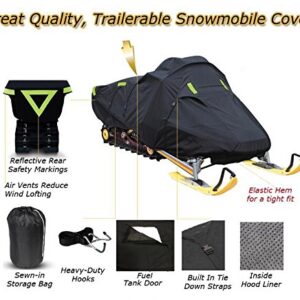 Trailerable Snowmobile Snow Machine Sled Cover Compatible for Polaris 850 RMK KHAOS 155 for Model Years 2020-2020. 600 Denier Gear