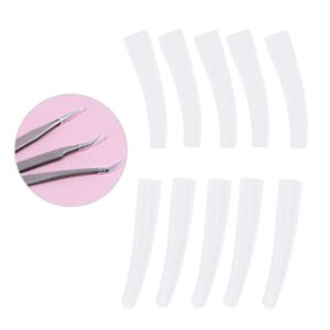 10Pcs Tweezers Cover, Grafting Eyelashes Tips Covers, Transparent Plastic Elbow Tweezers AntiDust NonSlip Eyelashes Grafting Tool