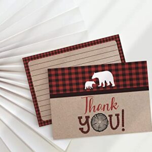 Your Main Event Prints Lumberjack Baby Shower Thank You Cards, Boy Baby, Mama Bear Baby Shower Favor, Woodland Baby Shower, 20 Thank You Cards and Envelopes