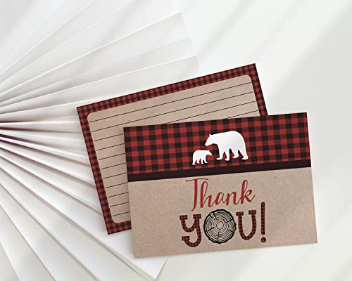 Your Main Event Prints Lumberjack Baby Shower Thank You Cards, Boy Baby, Mama Bear Baby Shower Favor, Woodland Baby Shower, 20 Thank You Cards and Envelopes