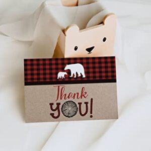 Your Main Event Prints Lumberjack Baby Shower Thank You Cards, Boy Baby, Mama Bear Baby Shower Favor, Woodland Baby Shower, 20 Thank You Cards and Envelopes