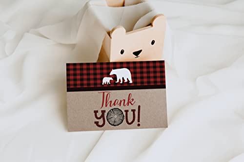 Your Main Event Prints Lumberjack Baby Shower Thank You Cards, Boy Baby, Mama Bear Baby Shower Favor, Woodland Baby Shower, 20 Thank You Cards and Envelopes