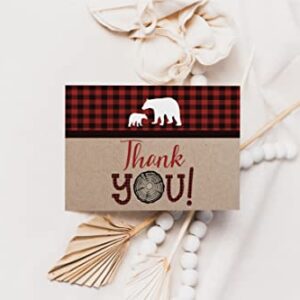 Your Main Event Prints Lumberjack Baby Shower Thank You Cards, Boy Baby, Mama Bear Baby Shower Favor, Woodland Baby Shower, 20 Thank You Cards and Envelopes