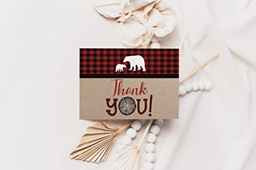 Your Main Event Prints Lumberjack Baby Shower Thank You Cards, Boy Baby, Mama Bear Baby Shower Favor, Woodland Baby Shower, 20 Thank You Cards and Envelopes