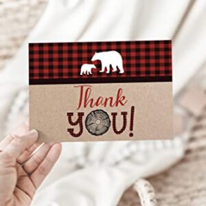 Your Main Event Prints Lumberjack Baby Shower Thank You Cards, Boy Baby, Mama Bear Baby Shower Favor, Woodland Baby Shower, 20 Thank You Cards and Envelopes