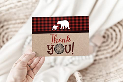 Your Main Event Prints Lumberjack Baby Shower Thank You Cards, Boy Baby, Mama Bear Baby Shower Favor, Woodland Baby Shower, 20 Thank You Cards and Envelopes