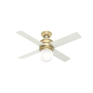 hunter fan company 52313 hunter hepburn indoor ceiling fan with led light and wall control, 44, modern brass finish