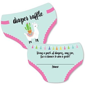 big dot of happiness whole llama fun - diaper shaped raffle ticket inserts - llama fiesta baby shower activities - diaper raffle game - set of 24