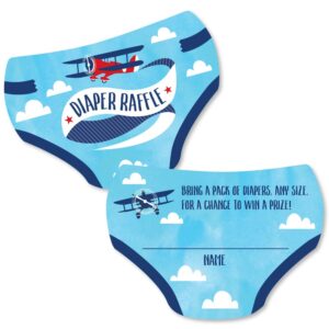 big dot of happiness taking flight - airplane - diaper shaped raffle ticket inserts - vintage plane baby shower activities - diaper raffle game - set of 24