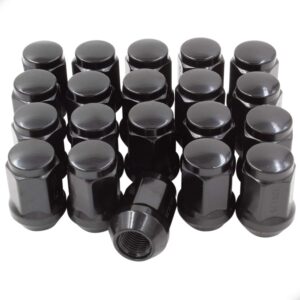 wheel accessories parts 20 pcs m14x1.5 14x1.5 thread bulge acorn 35mm 1.38" long lug nuts black 3/4" 19mm hex fits 2010+ chevy camaro | dodge charger challenger | 2014+ ford mustang