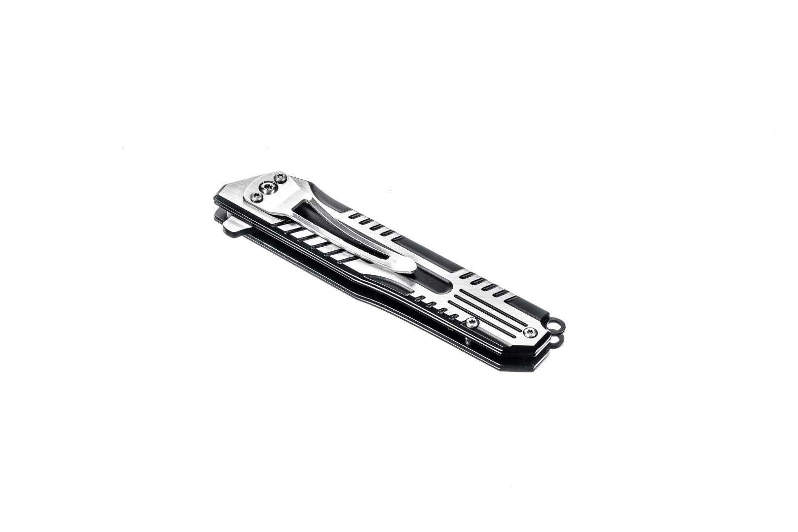 SE Spring Assisted Tanto Folding Knife with Black with Metal Machining Design - KFD20020-1