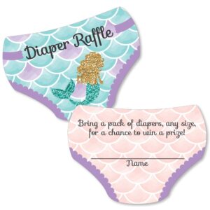 big dot of happiness let's be mermaids - diaper shaped raffle ticket inserts - baby shower activities - diaper raffle game - set of 24