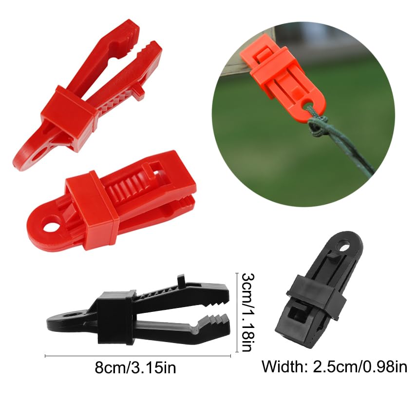 AKOAK Outdoor Tent Clip Reinforced Windproof and Waterproof Canopy Clip, Reusable Multi-Purpose Camping Clip, Adjustable Tent Lock Clip Shade Cloth Plastic Clip, Pack of 6